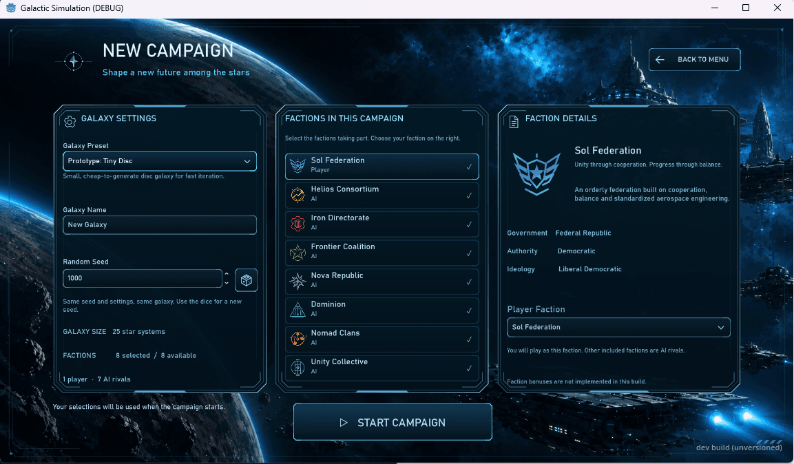 New campaign setup